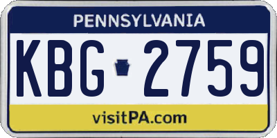 PA license plate KBG2759