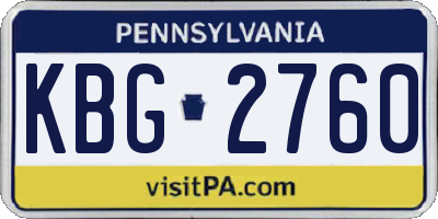 PA license plate KBG2760
