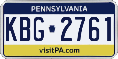 PA license plate KBG2761