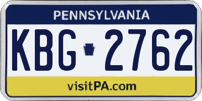 PA license plate KBG2762