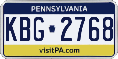 PA license plate KBG2768
