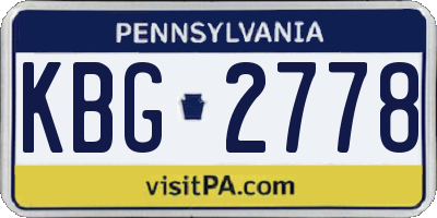 PA license plate KBG2778