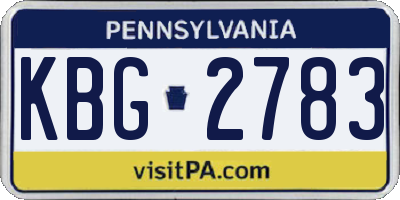 PA license plate KBG2783