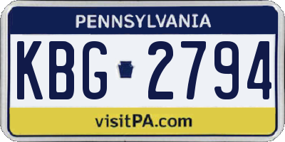 PA license plate KBG2794