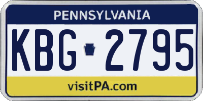 PA license plate KBG2795