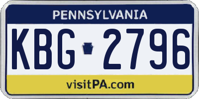 PA license plate KBG2796