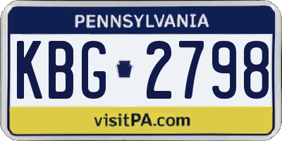 PA license plate KBG2798