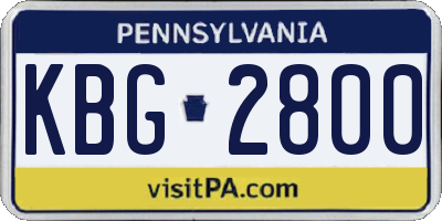 PA license plate KBG2800