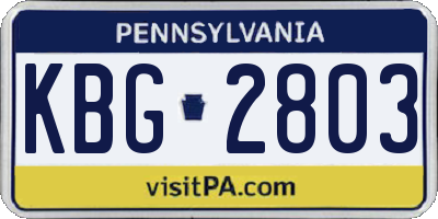 PA license plate KBG2803