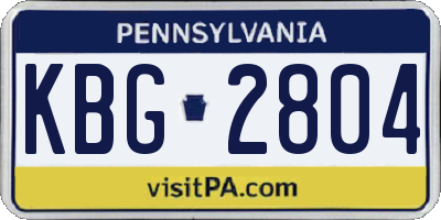 PA license plate KBG2804