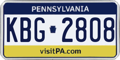 PA license plate KBG2808