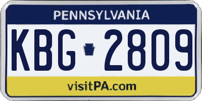 PA license plate KBG2809