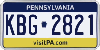 PA license plate KBG2821