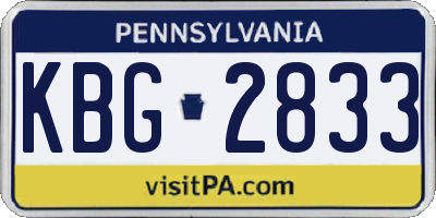 PA license plate KBG2833