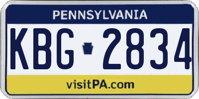 PA license plate KBG2834