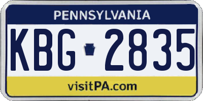 PA license plate KBG2835
