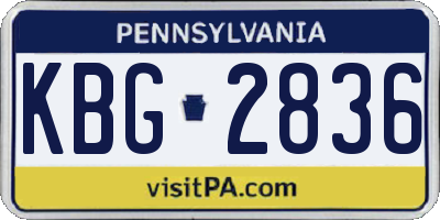PA license plate KBG2836