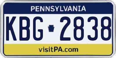 PA license plate KBG2838