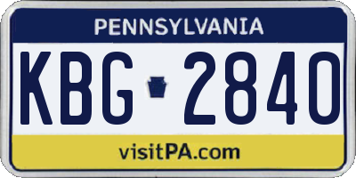 PA license plate KBG2840