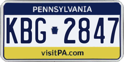 PA license plate KBG2847