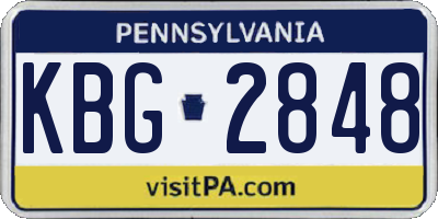PA license plate KBG2848