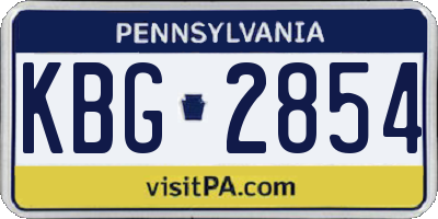 PA license plate KBG2854