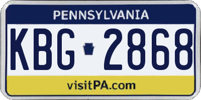 PA license plate KBG2868