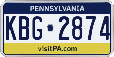 PA license plate KBG2874