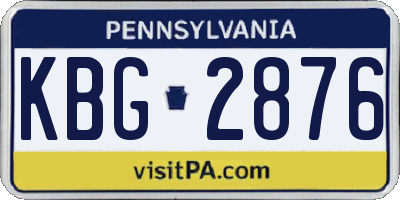 PA license plate KBG2876