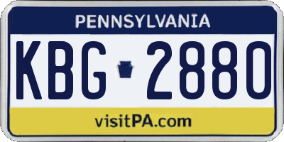 PA license plate KBG2880