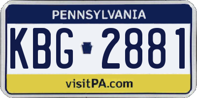 PA license plate KBG2881