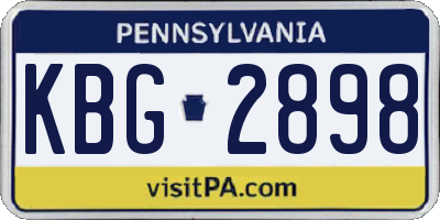PA license plate KBG2898