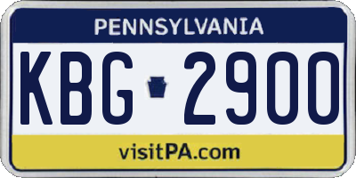 PA license plate KBG2900
