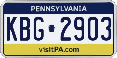 PA license plate KBG2903