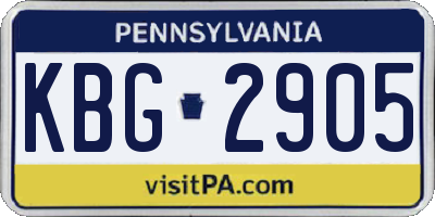 PA license plate KBG2905