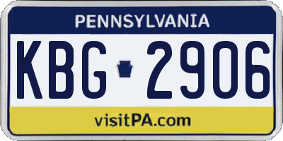 PA license plate KBG2906
