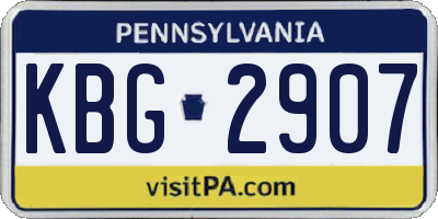 PA license plate KBG2907