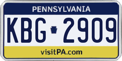 PA license plate KBG2909