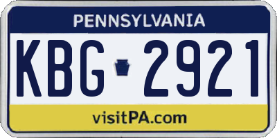 PA license plate KBG2921