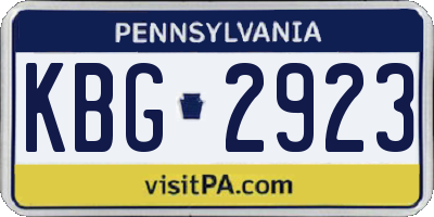 PA license plate KBG2923