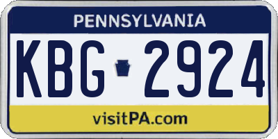 PA license plate KBG2924