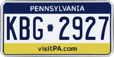 PA license plate KBG2927