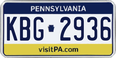 PA license plate KBG2936