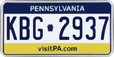PA license plate KBG2937