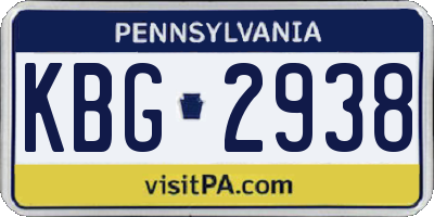 PA license plate KBG2938