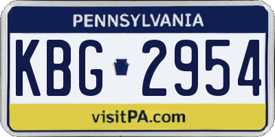 PA license plate KBG2954