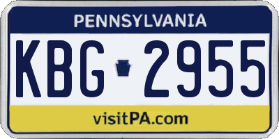 PA license plate KBG2955