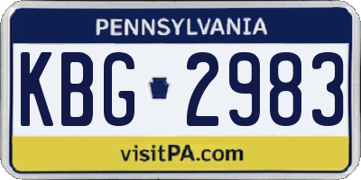 PA license plate KBG2983