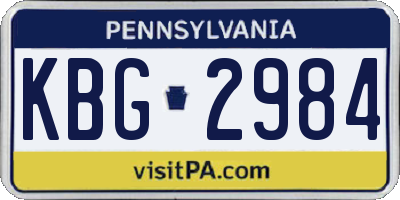 PA license plate KBG2984