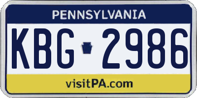 PA license plate KBG2986
